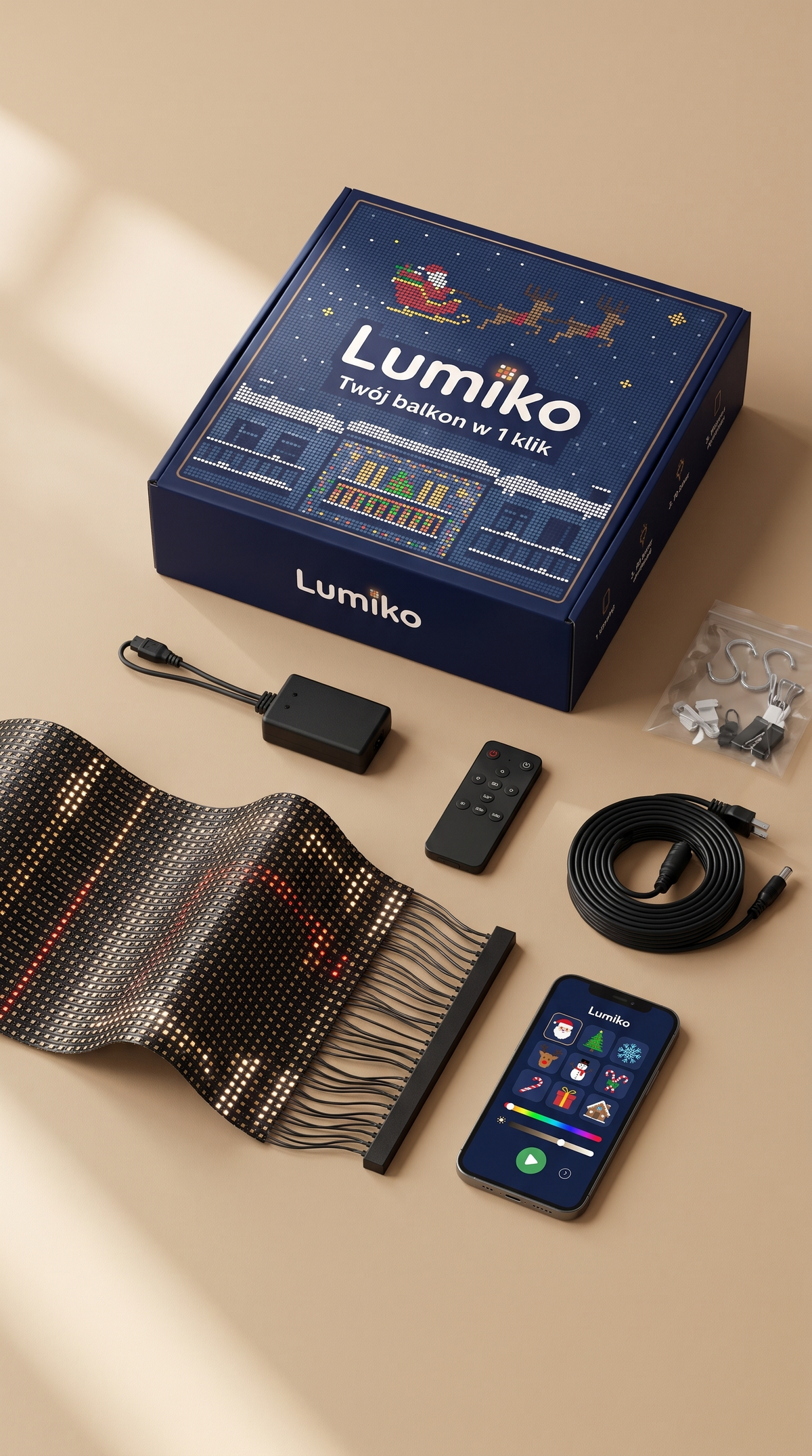 Lumiko – Animowana kurtyna LED na balkon, garaż i okno